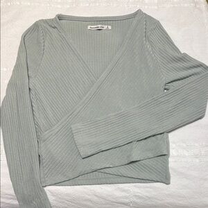 Abercrombie & Fitch Ribbed Wrap Top - Light Green